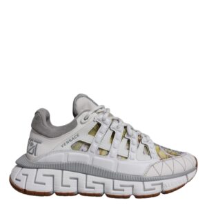 White Trigreca Barocco Print Low Top Sneakers Shoes