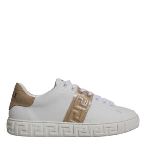 White Brown Greca Print TPU Low Top Men Sneakers Shoes