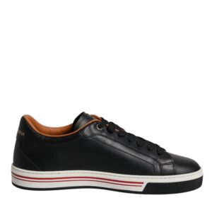 Black Leather Low Top Men Sneakers Shoes