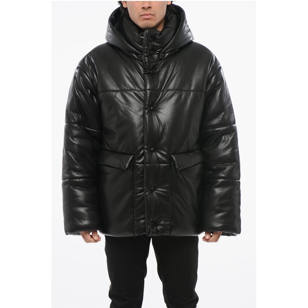 Leather Quilted Down Jacket