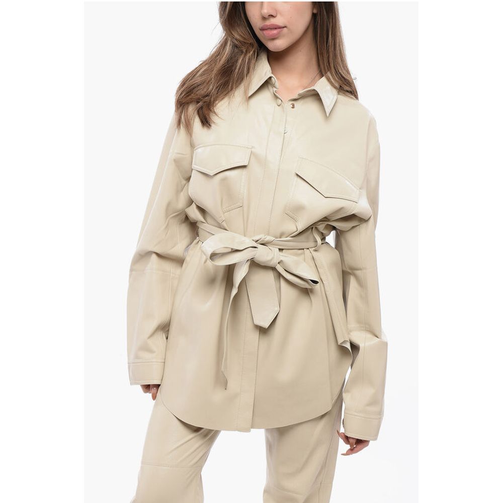 Faux Leather ARTHA Overshirt with Belt