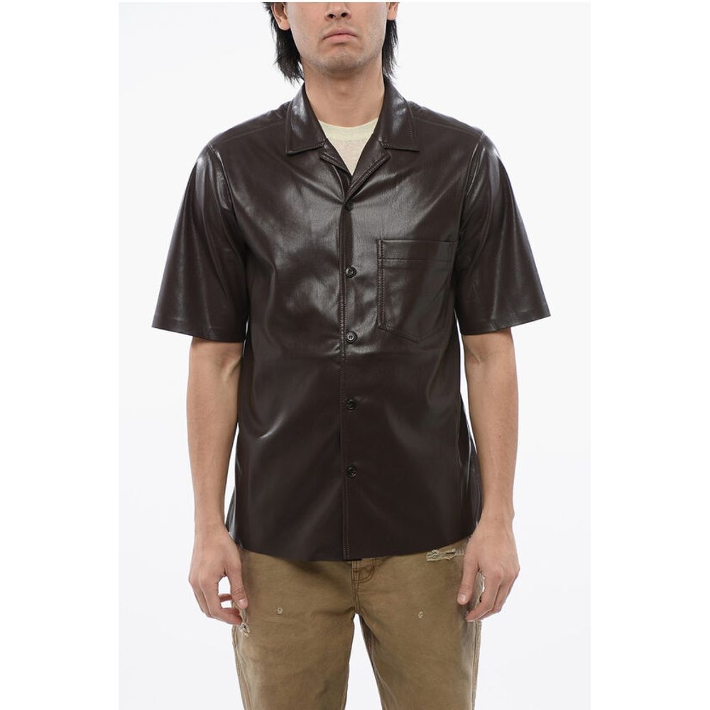 Short Sleeved Faux Leather Shirt