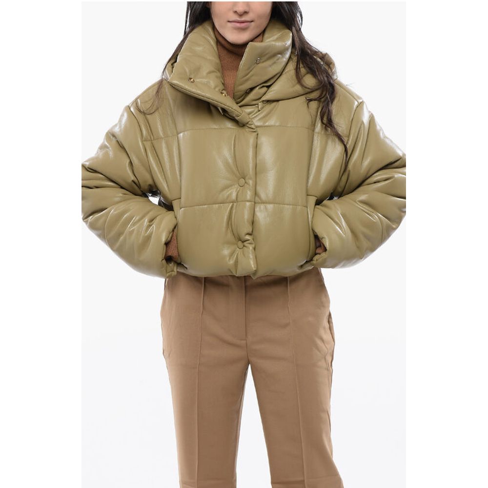 Faux Leater AVELINE Cropped Jacket with Hood