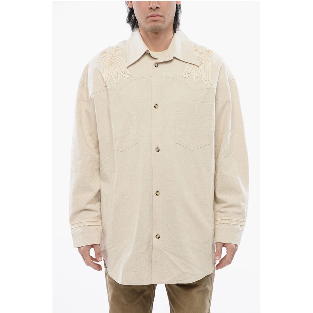 Solid Color MARLAS Overshirt with Embroideries