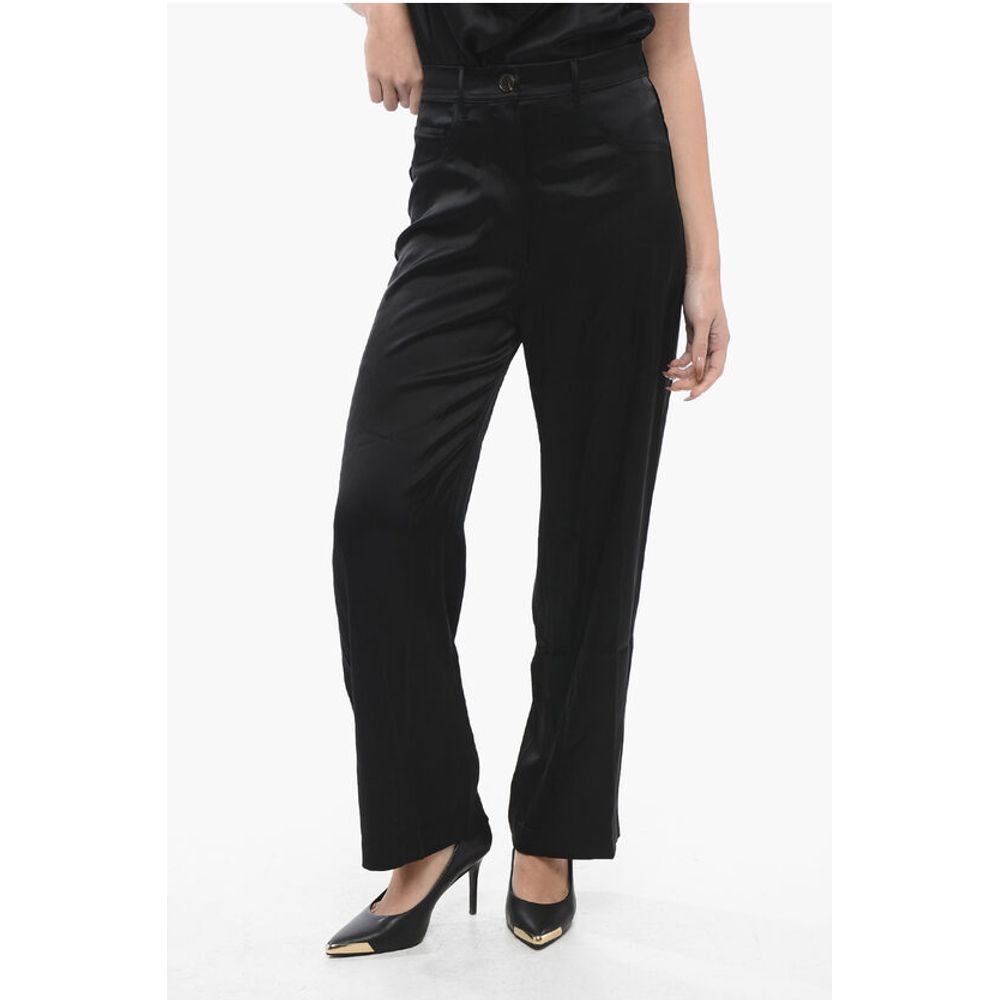High Waist Satin Pants with Belt Loops