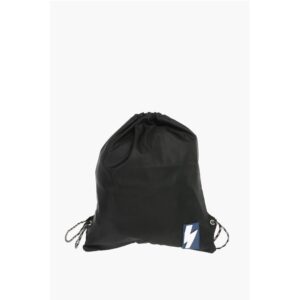 solid color drawstring backpack with two-tone laces