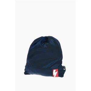 solid color drawstring backpack with two-tone laces