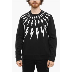 Contrasting Printed FAIR-ISLE THUNDERBOLT Crew-Neck Sweatshi