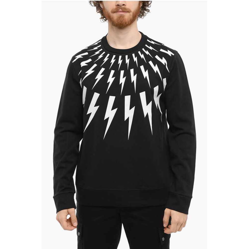 Contrasting Printed FAIR-ISLE THUNDERBOLT Crew-Neck Sweatshi