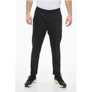 Wool Blend REM Slim Fit Pants with Elastic Waistband