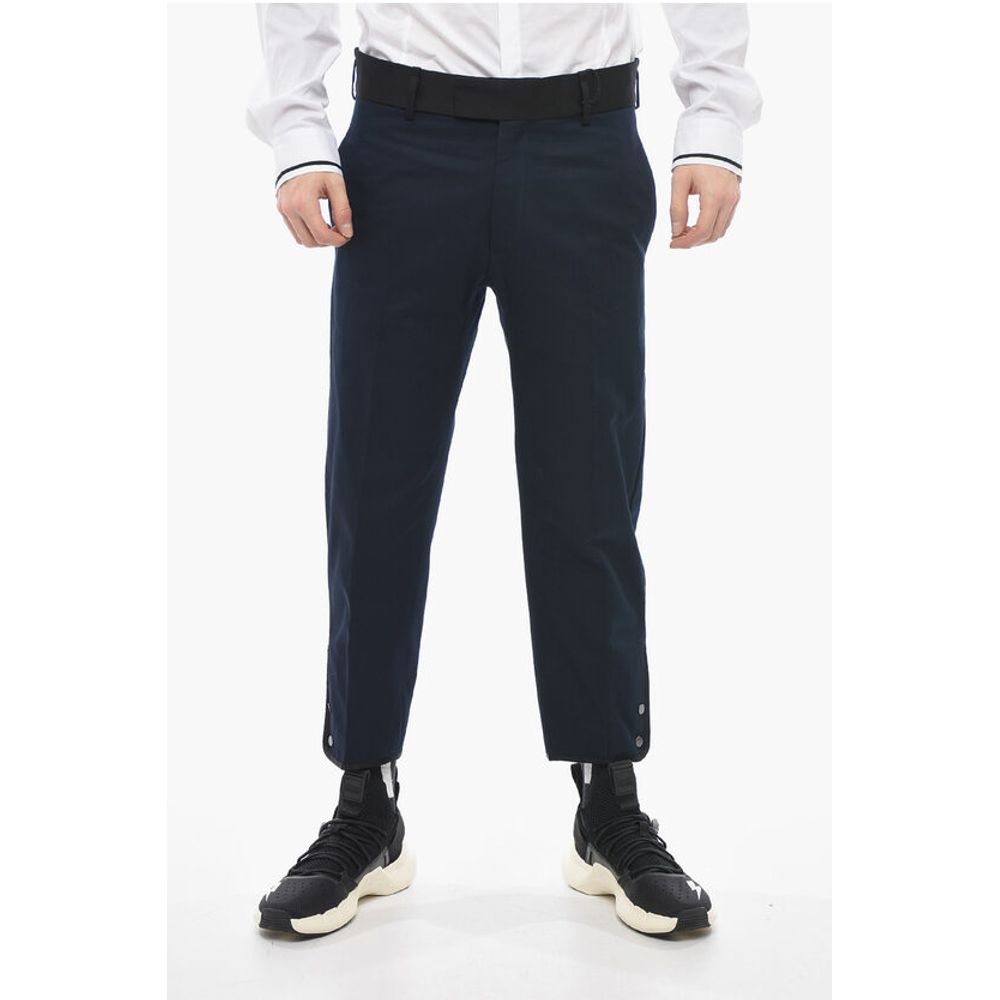 Slim Fit TOM Pants with Contrasting Edges and Ankle Buttons