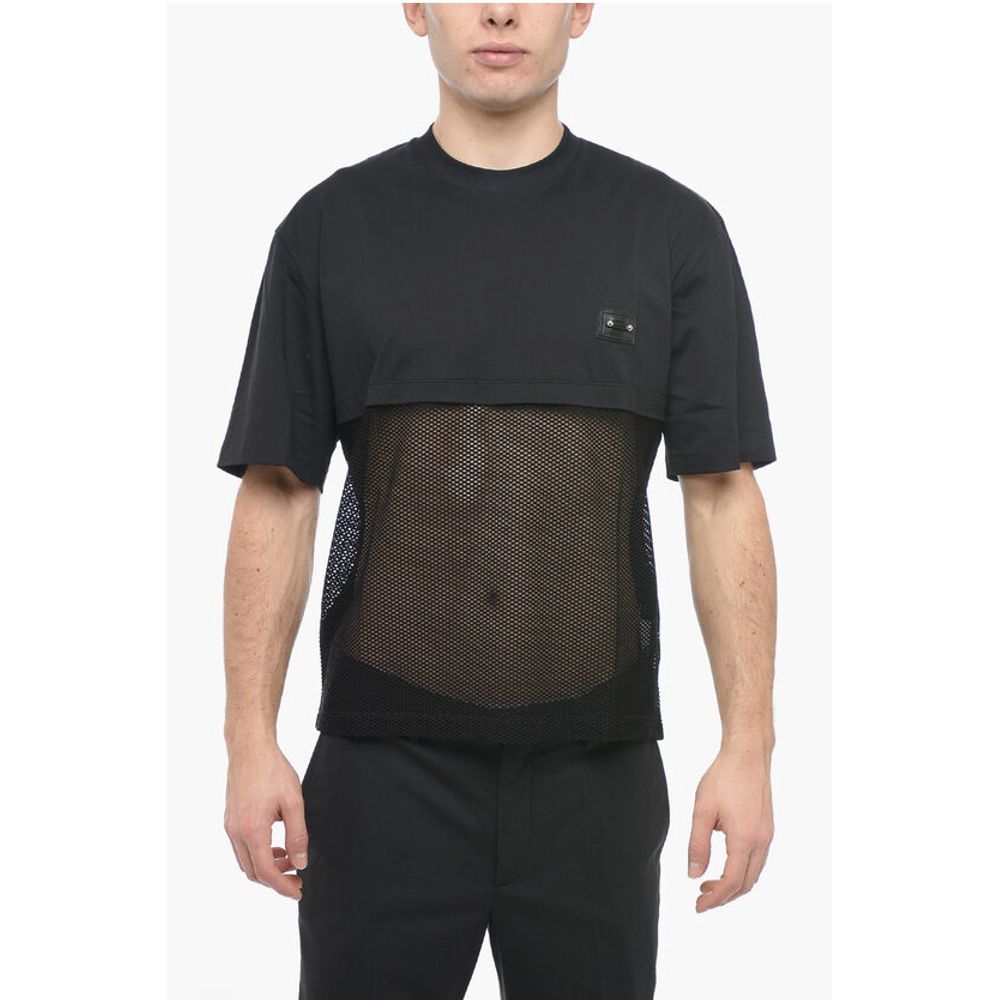 Slim Fit Mesh Crew-Neck T-shirt With Piercing