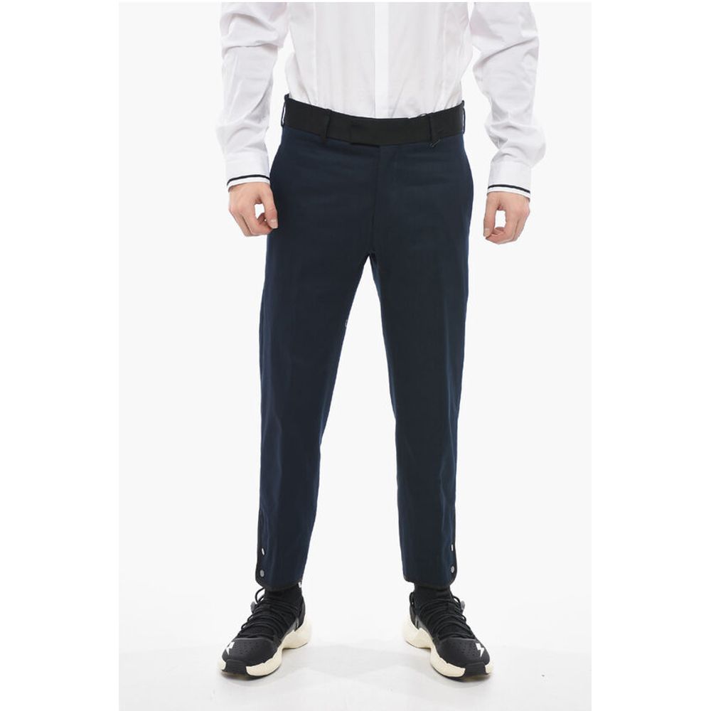 Slim Fit TOM Pants with Contrasting Edges and Ankle Buttons