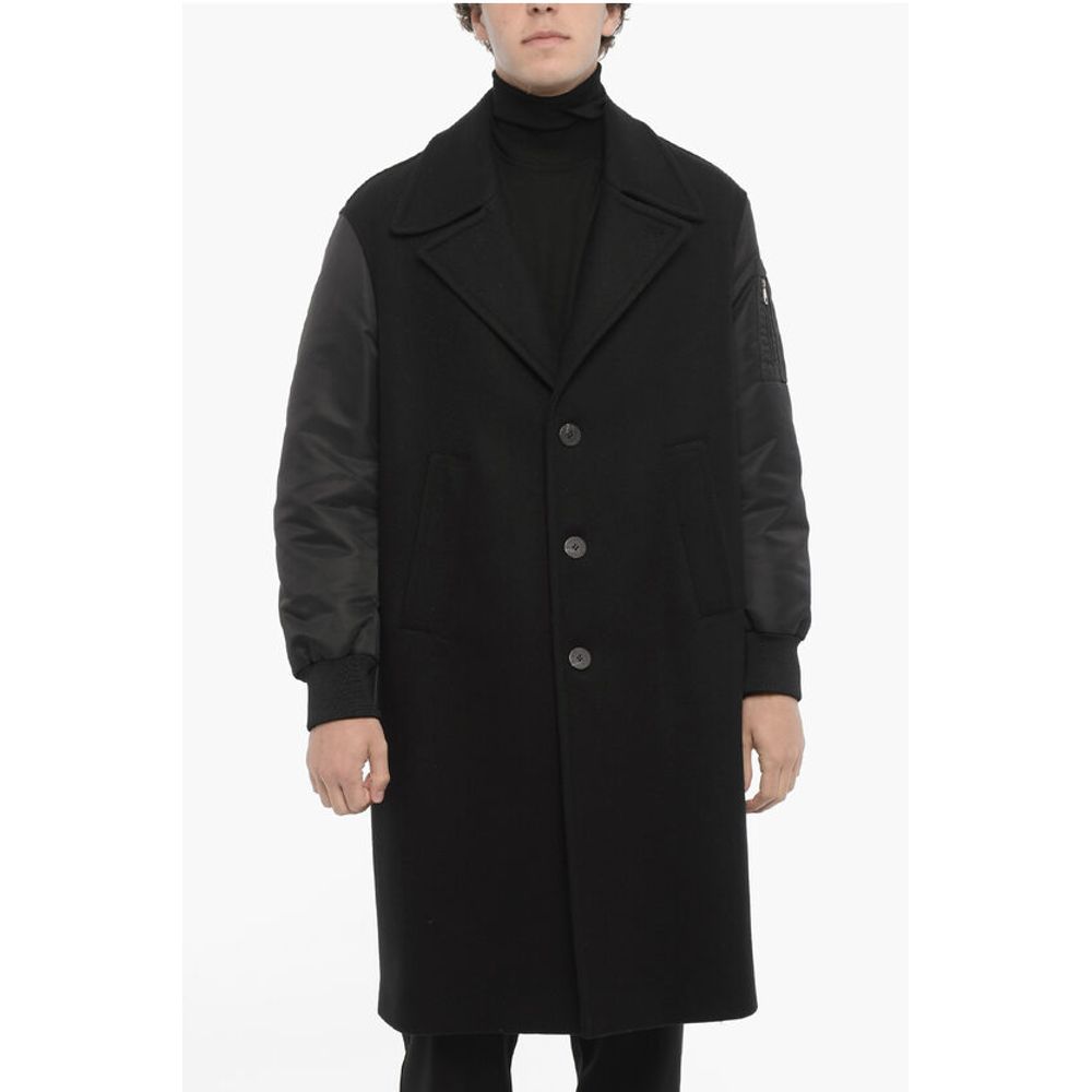 Wool Coat with Nylon Sleeves