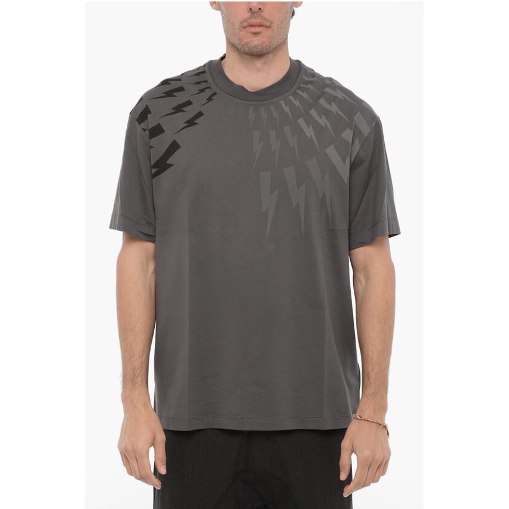 Easy Fit Crew-Neck T-shirt with Ton-On-Ton Print