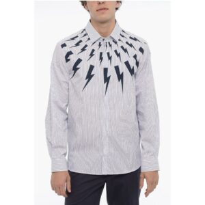Awning Striped Shirt with Thunderbolt Print