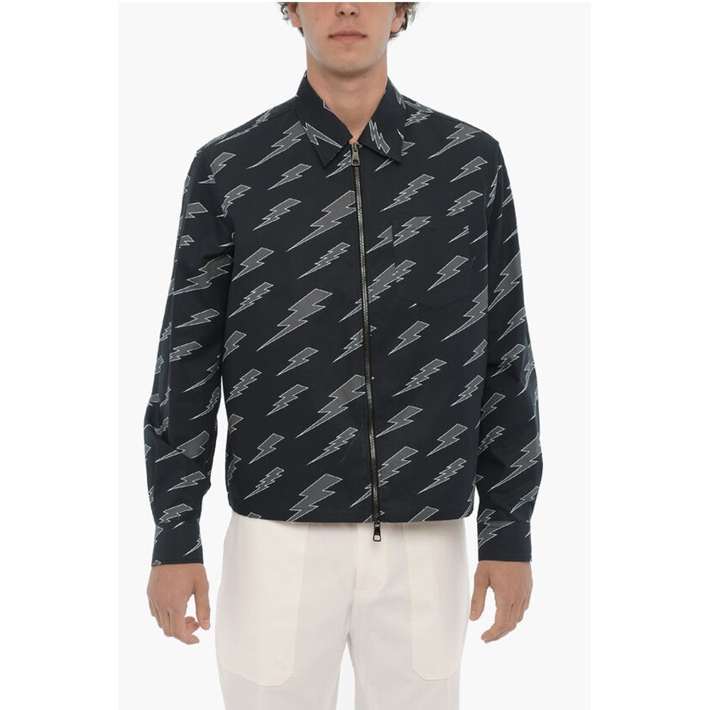 Printed Overshirt with Zip Closure