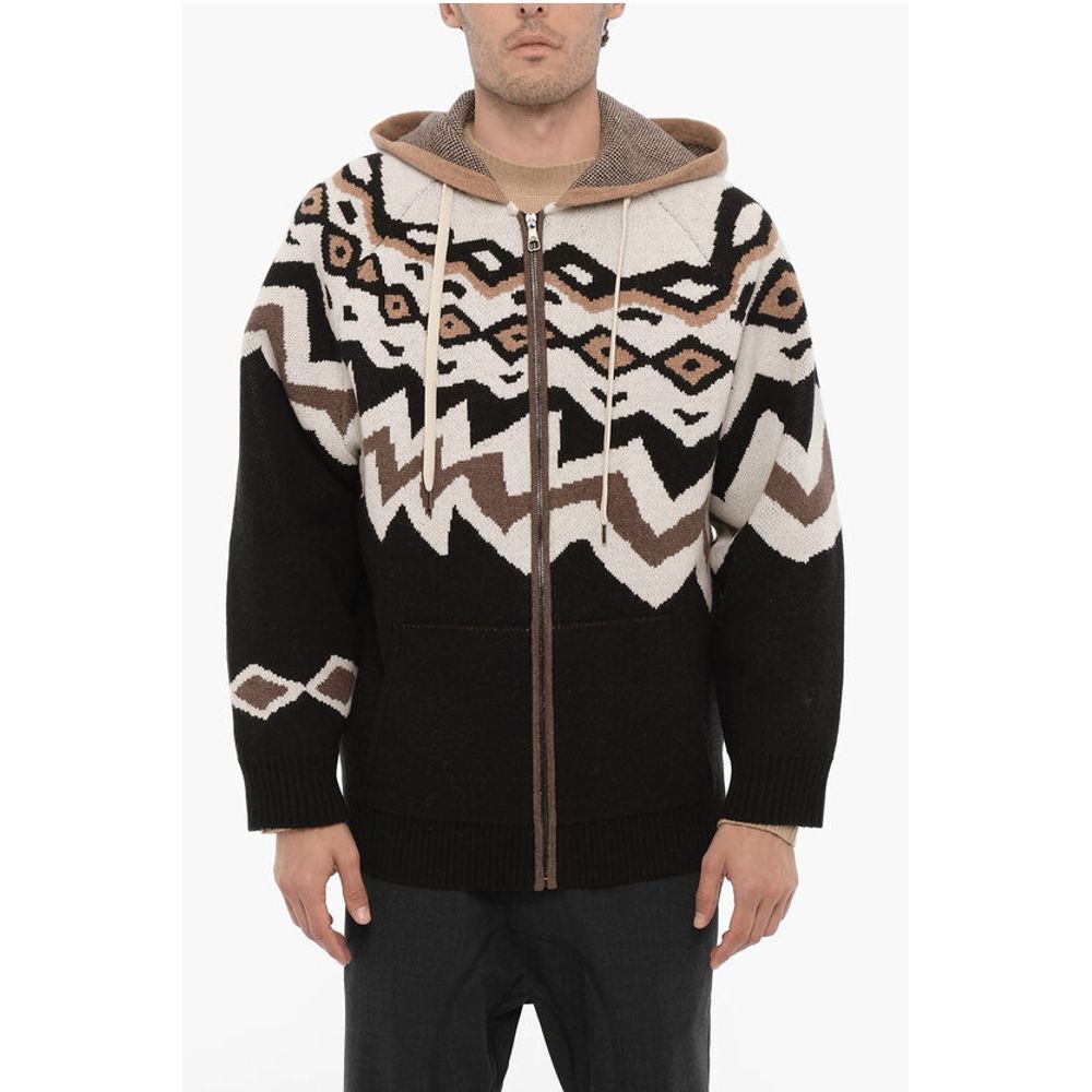 Boxy Fit Wool Sweater with Hood