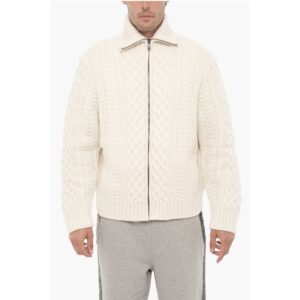 Cable Knit Wool Sweater with Two Pockets