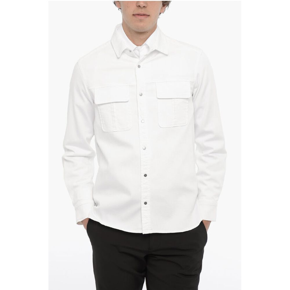 Solid Color GANG WORKWEAR Overshirt with Double Breast Pocke