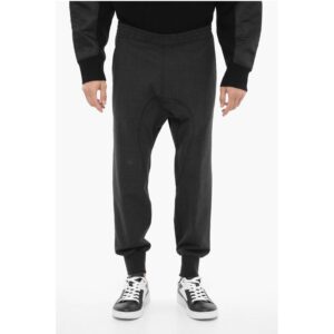 Wool Blend Pants with Elastic Waistband