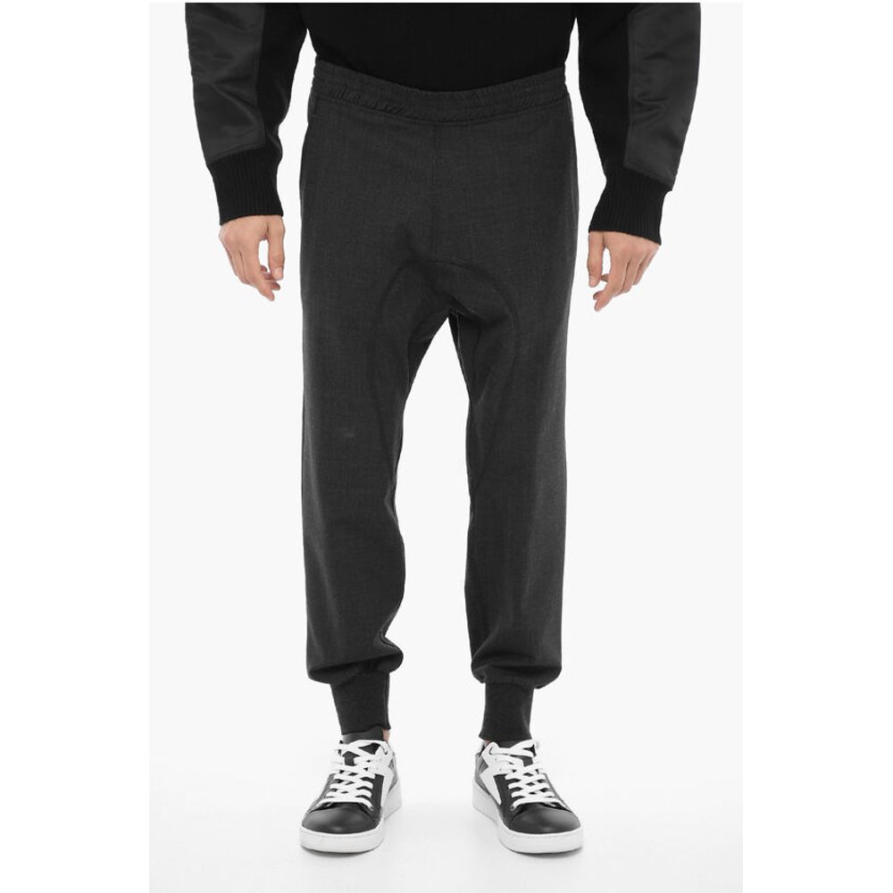Wool Blend Pants with Elastic Waistband