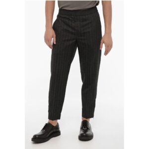 Slim Fit Virgin Wool Pants with Ankle Zip