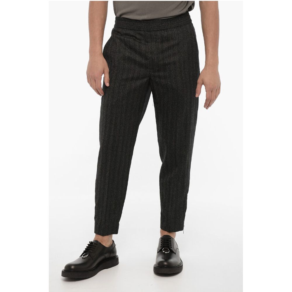 Slim Fit Virgin Wool Pants with Ankle Zip