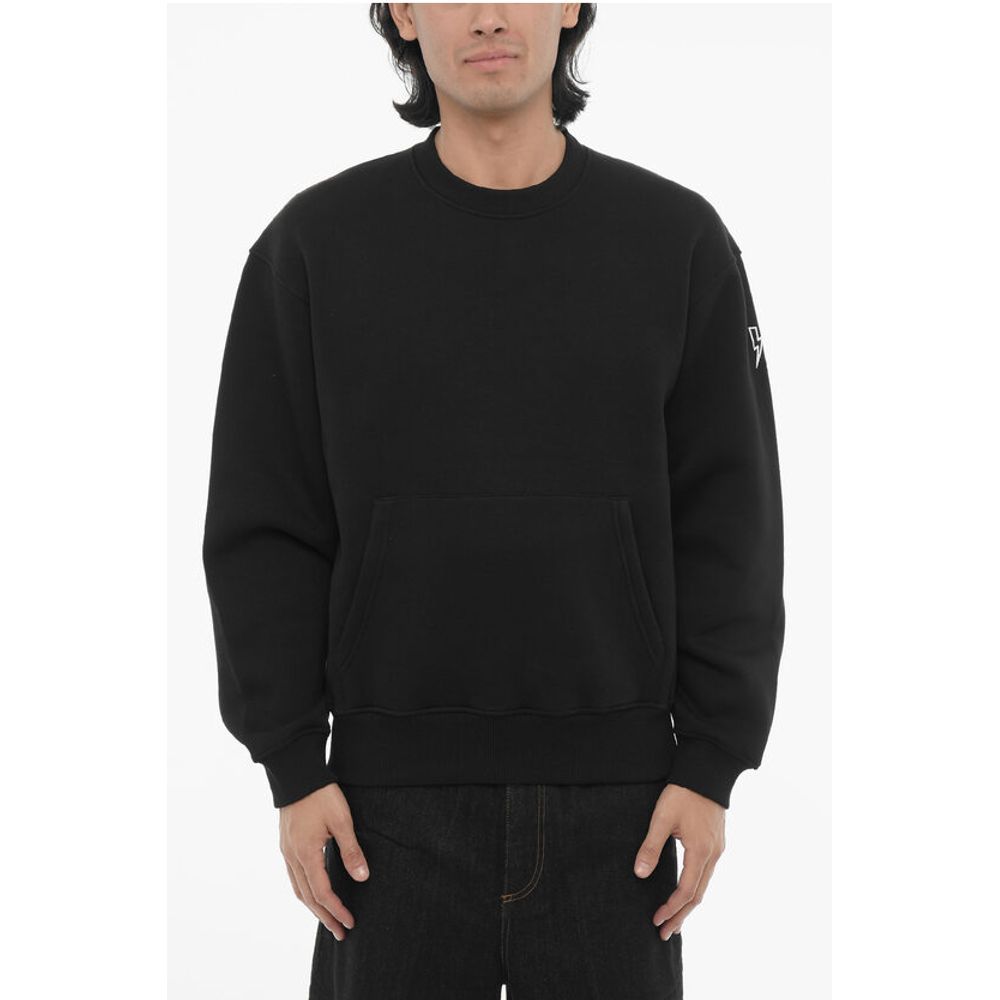 Fleeced Cotton Blend Easy Fit Crew-neck Sweatshirt