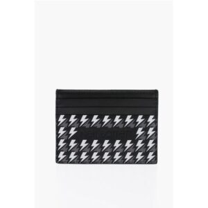All-Over Thunderbolt Printed Leather Card Holder