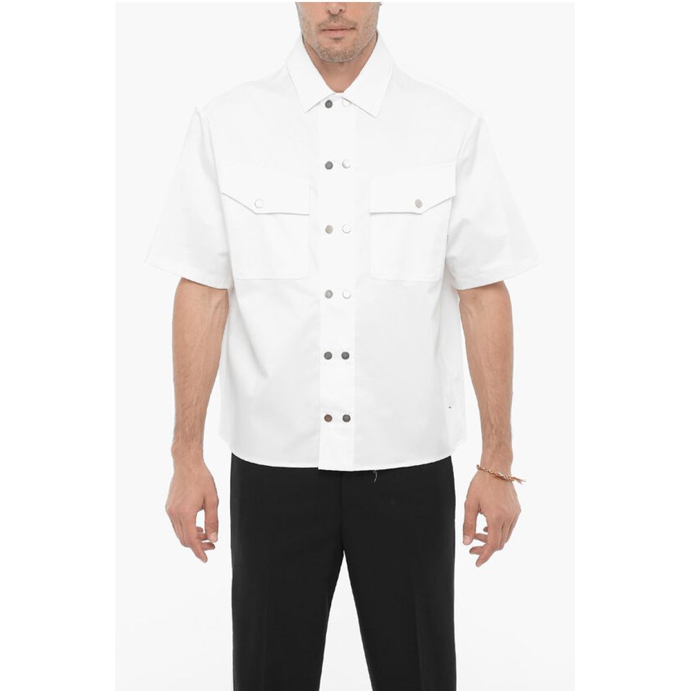 Short Sleeved Boxy Fit Shirt with Double Breast Pocket