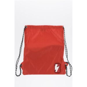 Solid Color Nylon Drawstring Backpack with Monogram
