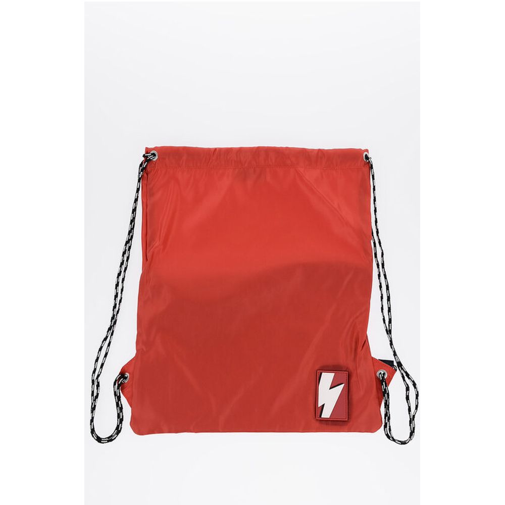 Solid Color Nylon Drawstring Backpack with Monogram