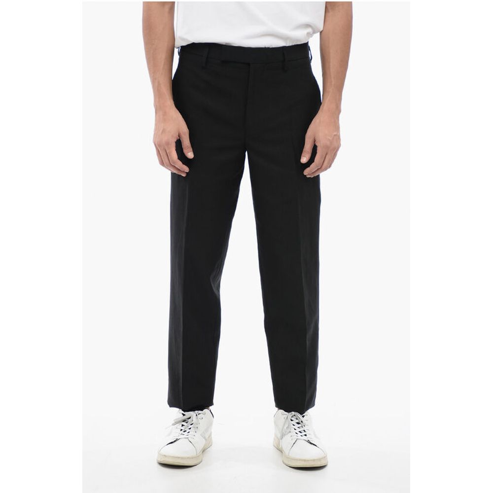 Linen Blend Slim Fit Pants with Belt Loops
