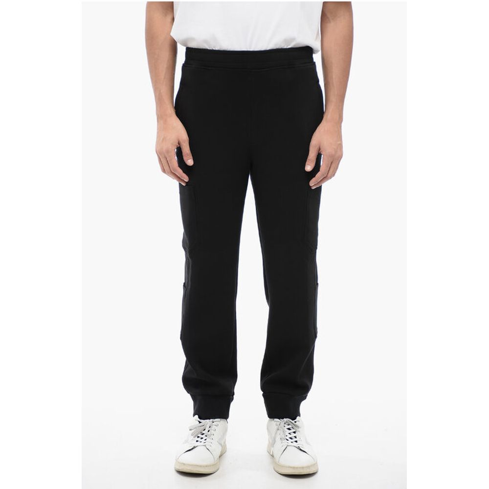 Cotton Blend Cargo Sweatpants with Cuffed Hem