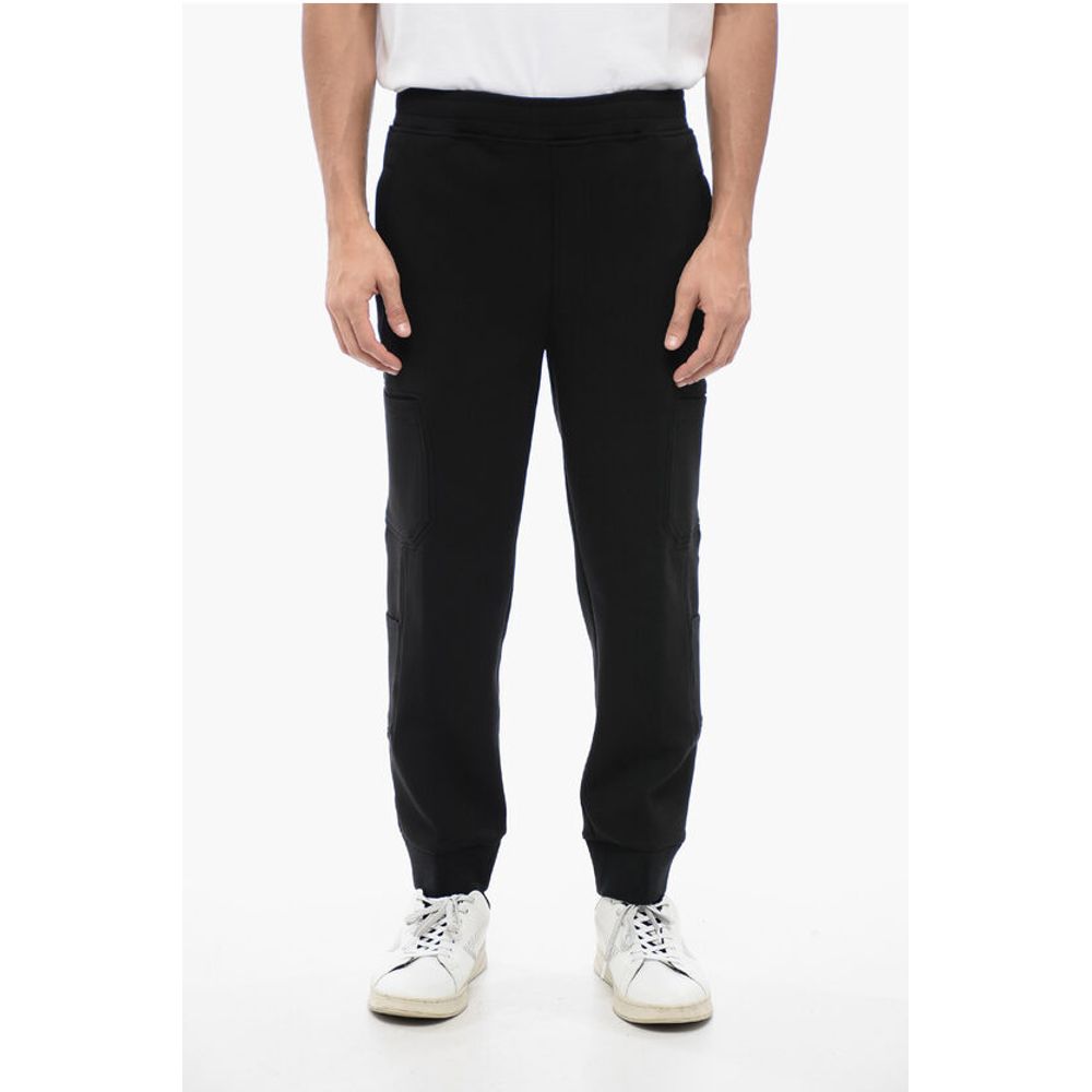 Cotton Blend Cargo Sweatpants with Cuffed Hem