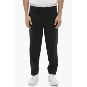 Solid Color Slim Fit Chino Pants with Adjustable Ankle