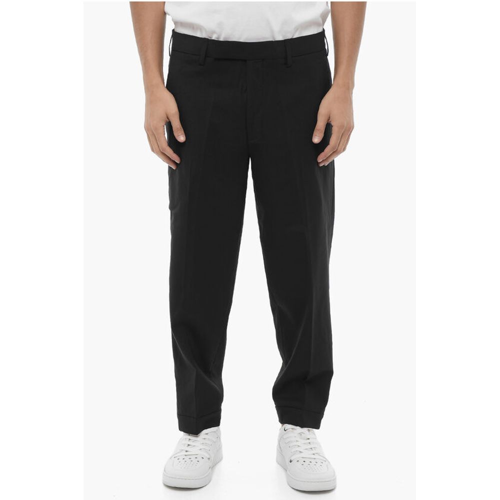 Solid Color Slim Fit Chino Pants with Adjustable Ankle