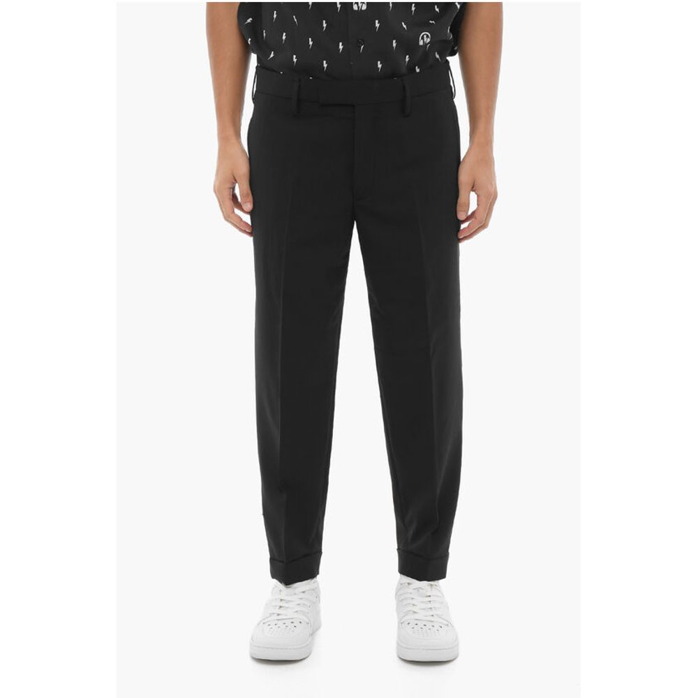 Regular Waist Slim Fit Pants with Ankle Zip