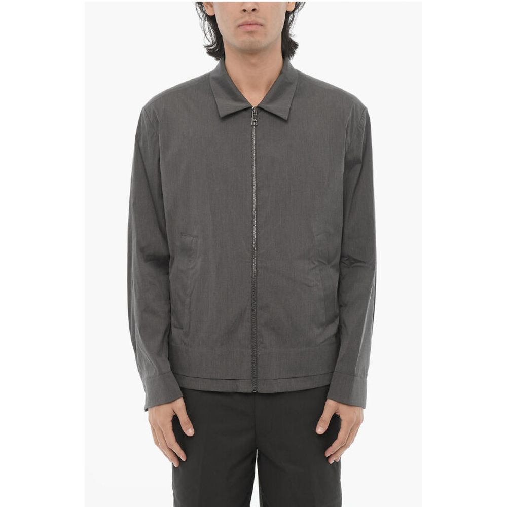 Solid Color Overshirt with Zip Closure