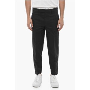 Solid Color Slim Fit Chino Pants with Adjustable Ankle