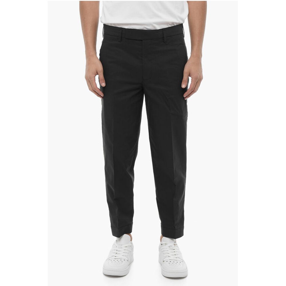 Solid Color Slim Fit Chino Pants with Adjustable Ankle