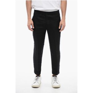 Low-Rise Viscose Blend Pants with Elastic Waistband