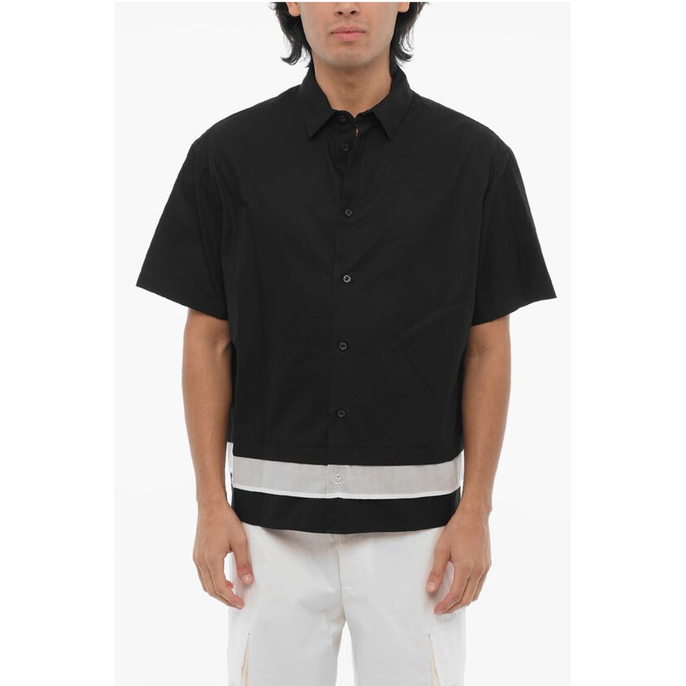 Cotton Poplin Shirt with Contrast Edge