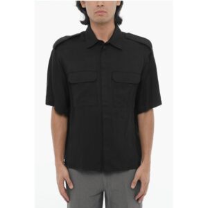 Short Sleeved Loose Fit Shirt with Double Breast Pocket