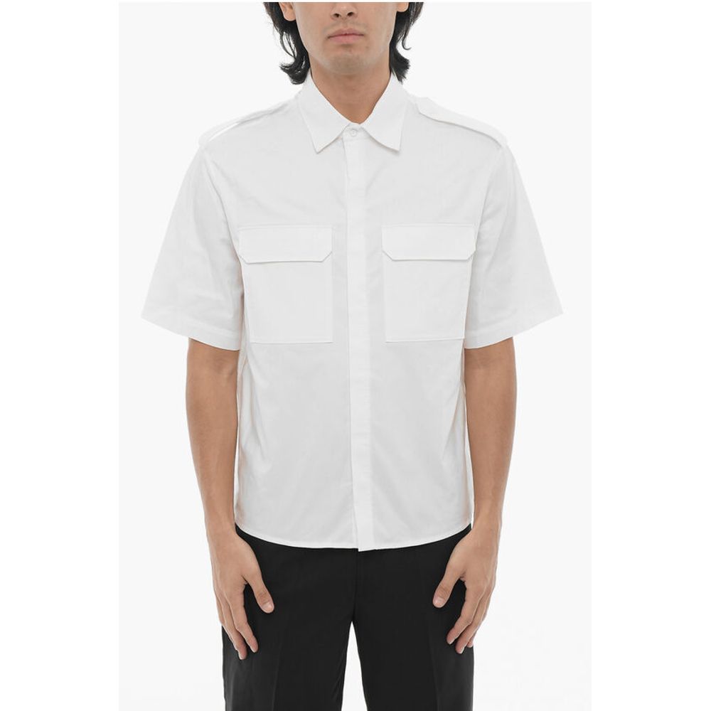 Loose Fit Short Sleeves Military Shirt