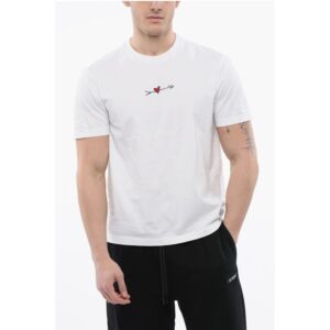 Crew Neck CUPID Cotton T-Shirt with Embroidery