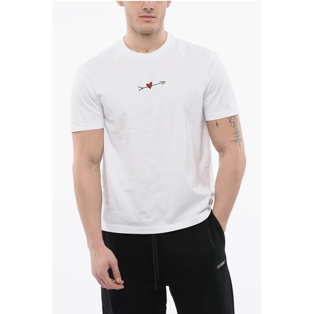 Crew Neck CUPID Cotton T-Shirt with Embroidery