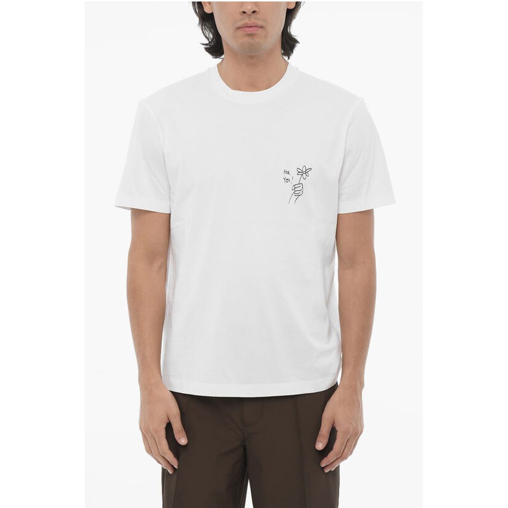 Solid Color FOR YOU Crew-neck T-Shirt with Contrasting Print