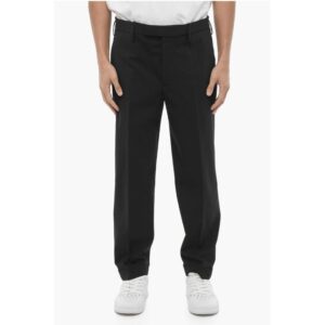Solid Color Slim Fit Chino Pants with Adjustable Ankle